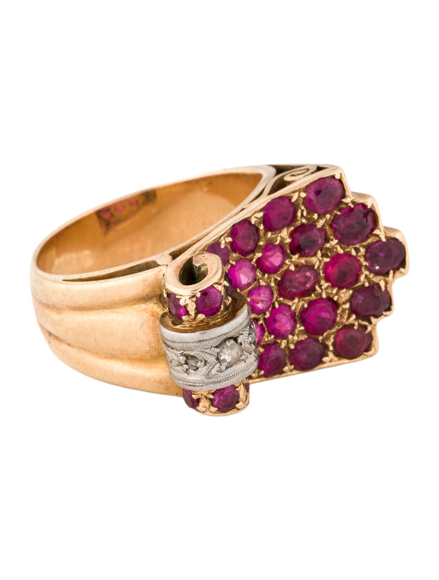 Ring 14K Ruby & Diamond Cocktail Ring