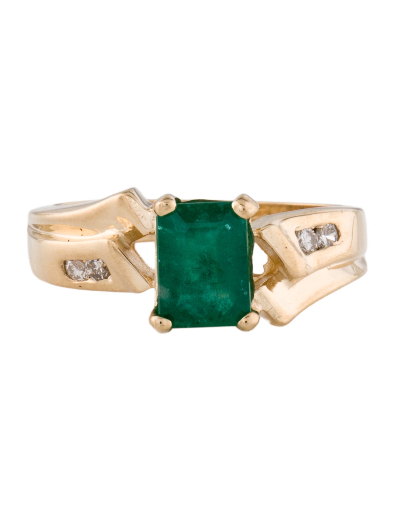 Ring 14K Emerald & Diamond Cocktail Ring