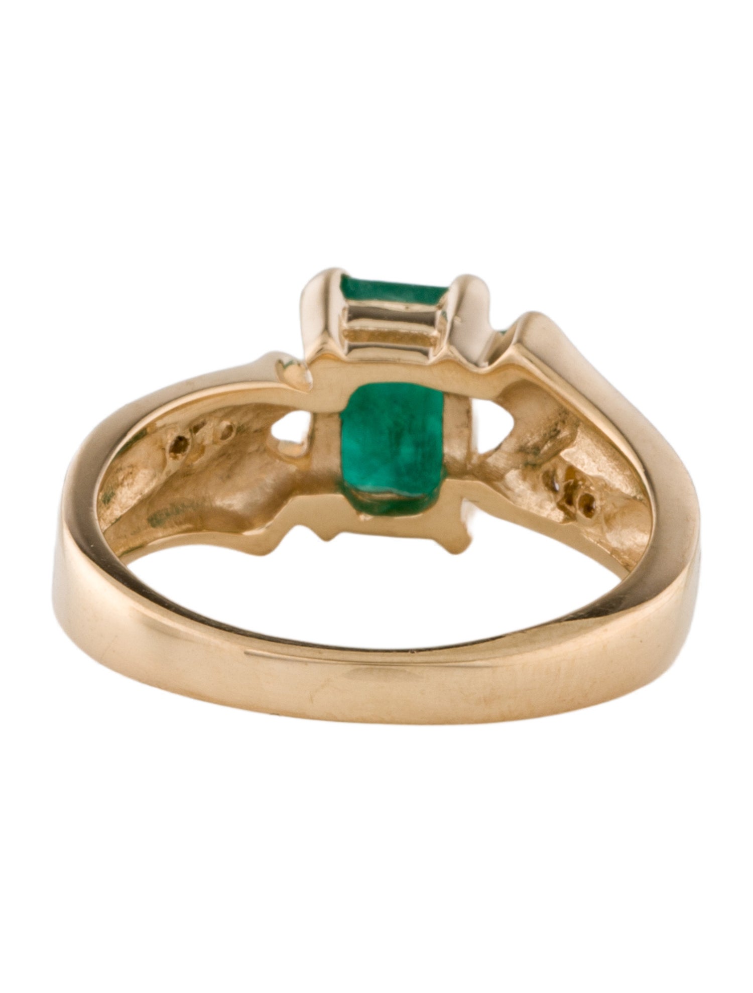 Ring 14K Emerald & Diamond Cocktail Ring