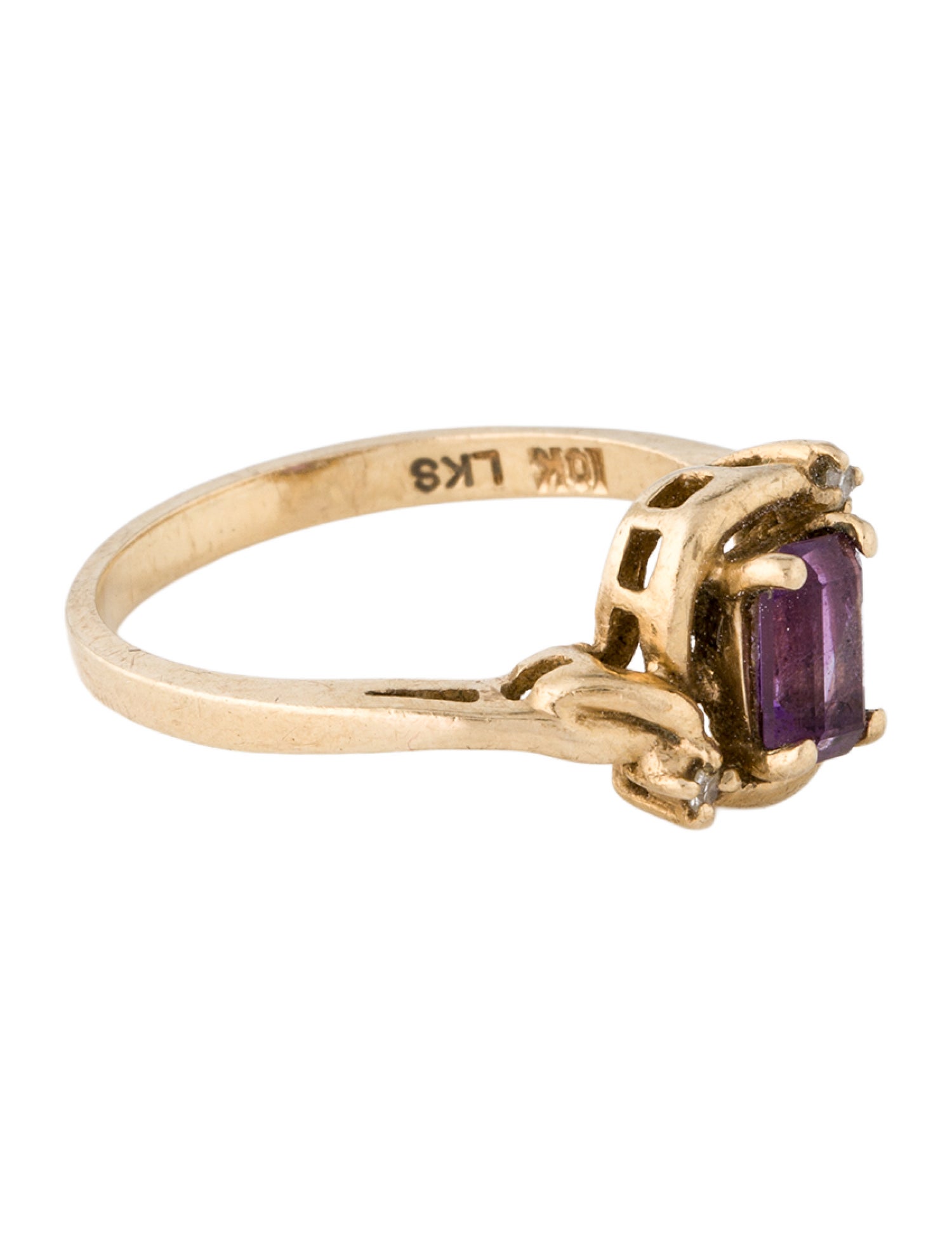 Ring 10K Amethyst & Diamond Cocktail Ring