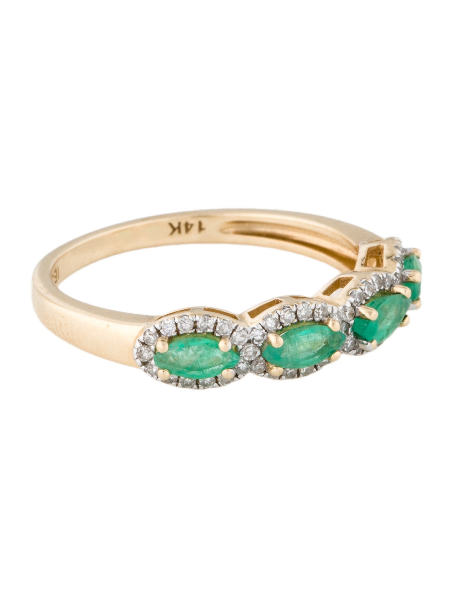 Ring 14K Emerald & Diamond Band