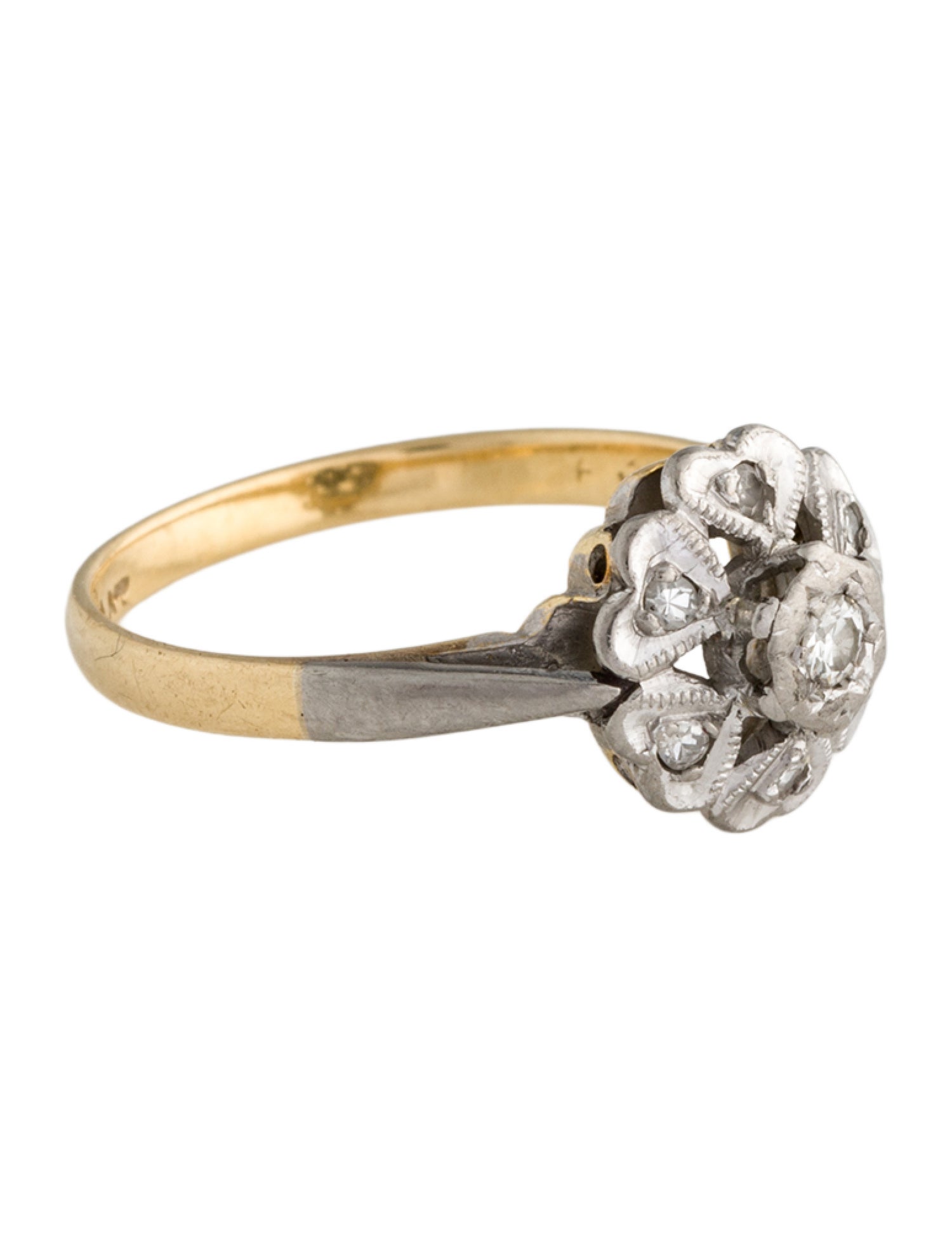 Ring 18K Diamond Flower Cocktail Ring