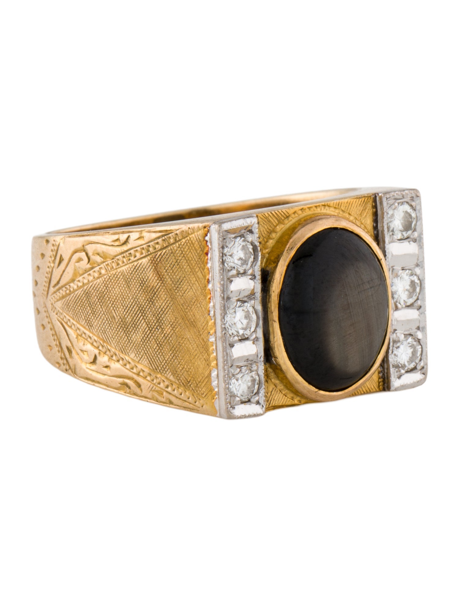 Ring 14K 3.87ct. Star Sapphire & Diamond Cocktail