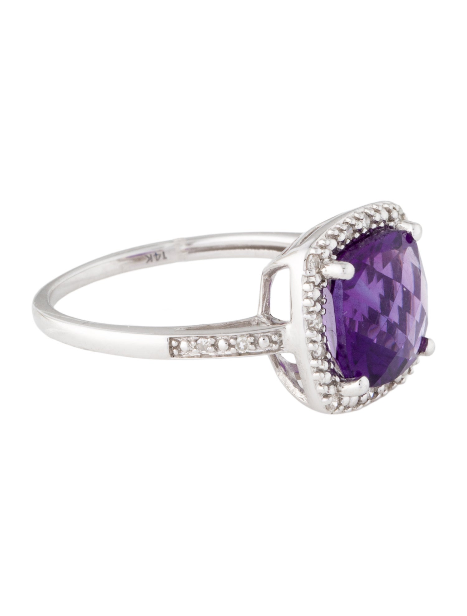 Ring 14K Amethyst & Diamond Cocktail