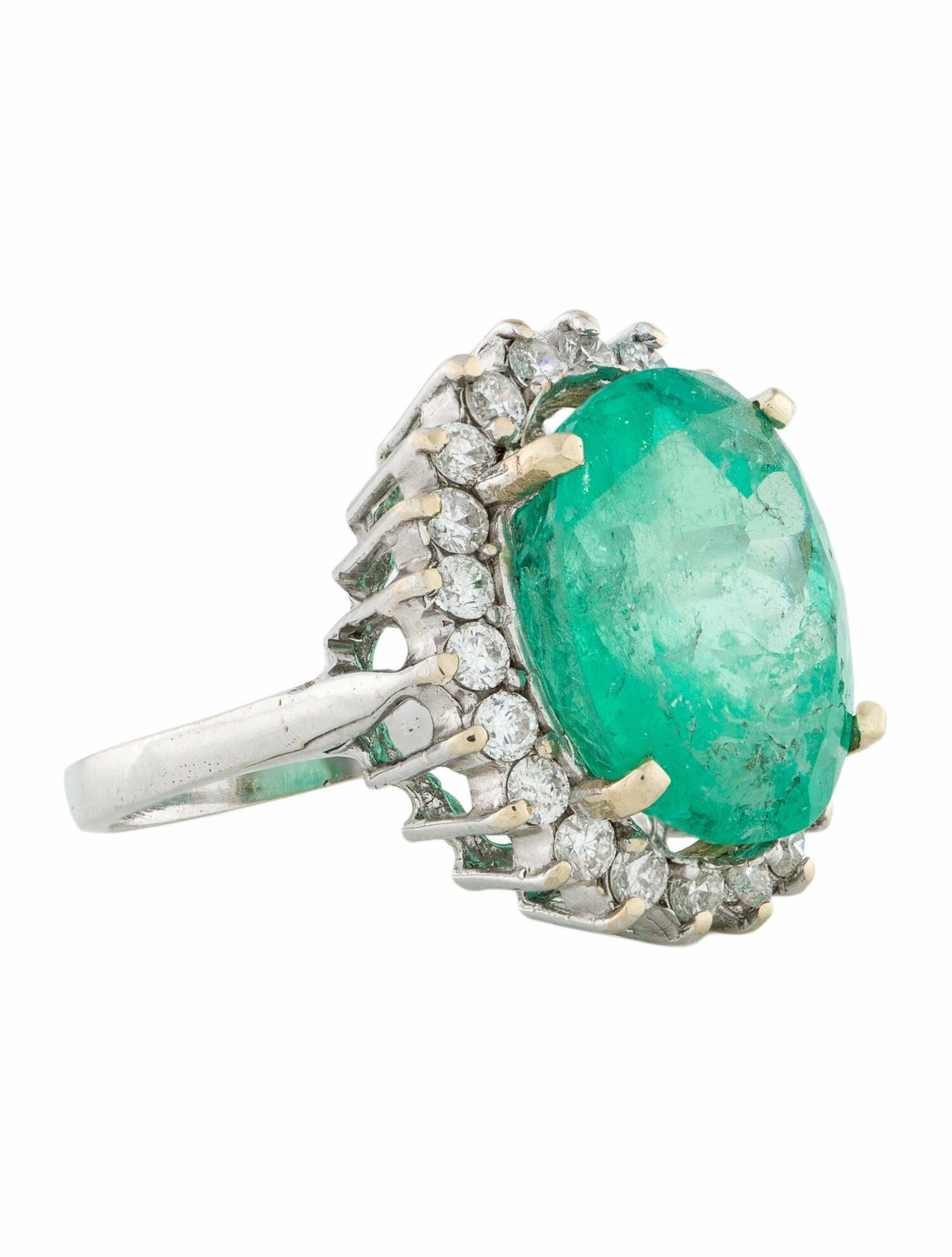 Ring 14K 10.87ct Colombian Emerald & Diamond Cocktail Ring