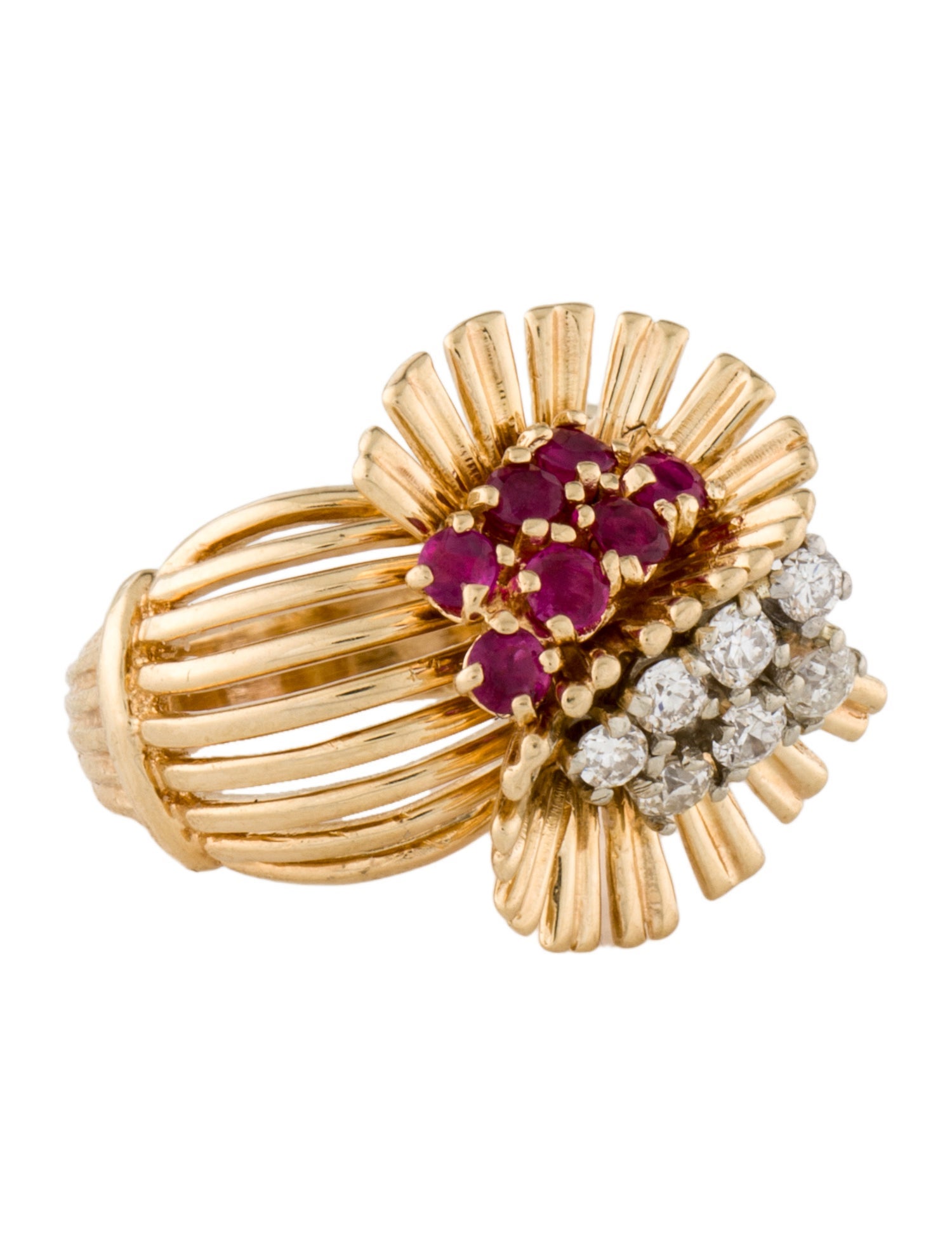 Ring 14K Ruby & Diamond Cocktail