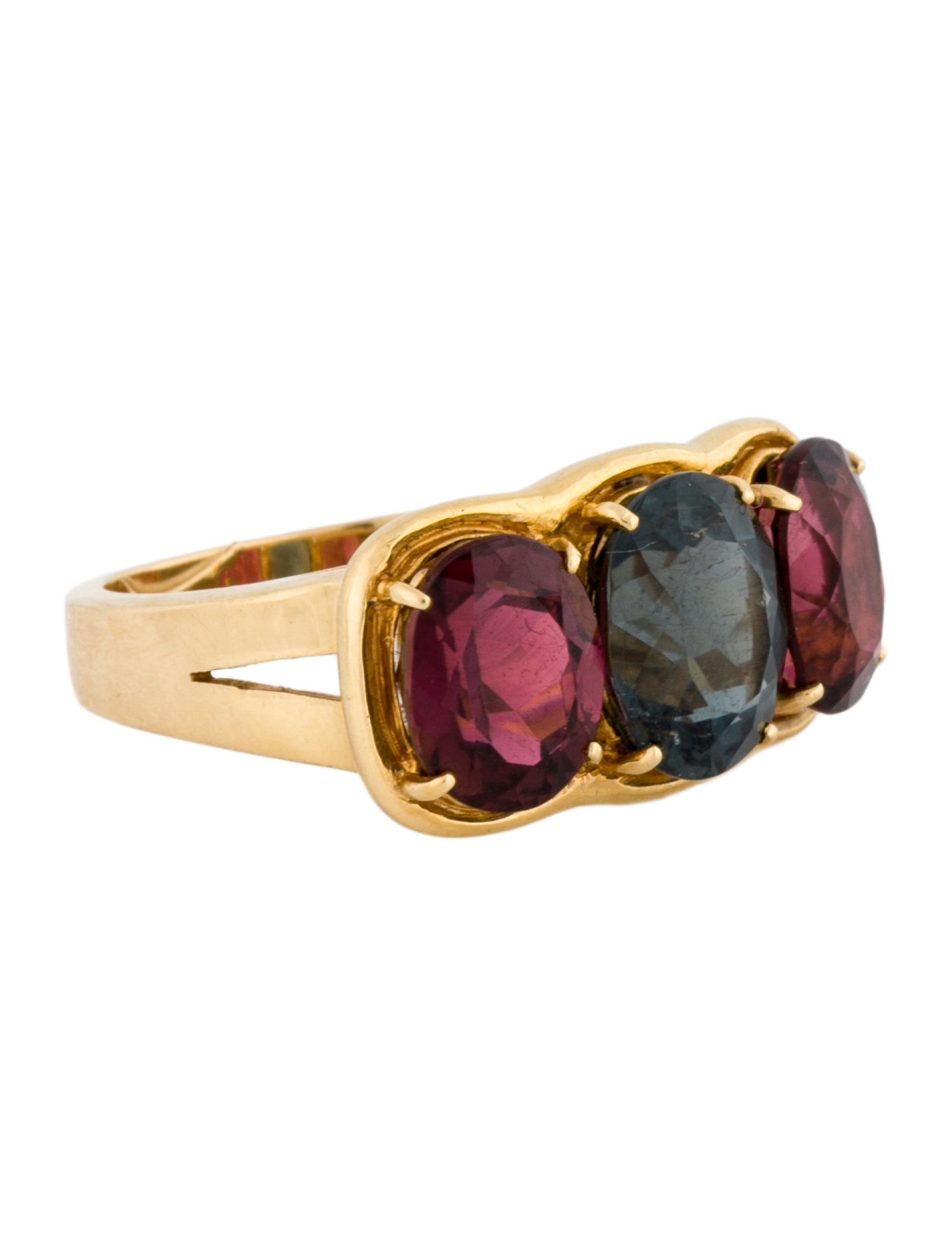 Ring 18K 7.50ctw Tourmaline Three Stone Cocktail Ring