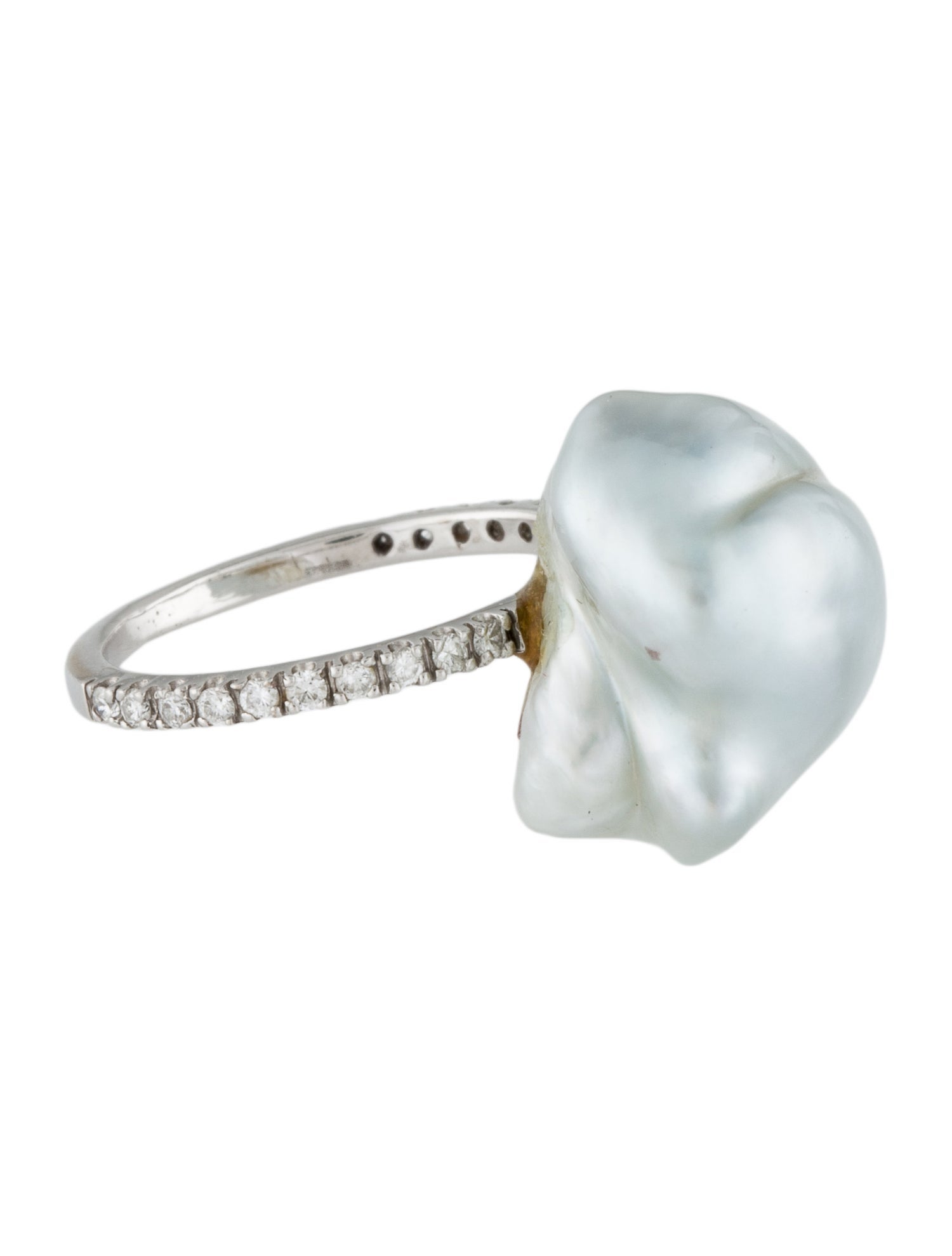 Ring 18K Pearl & Diamond Cocktail