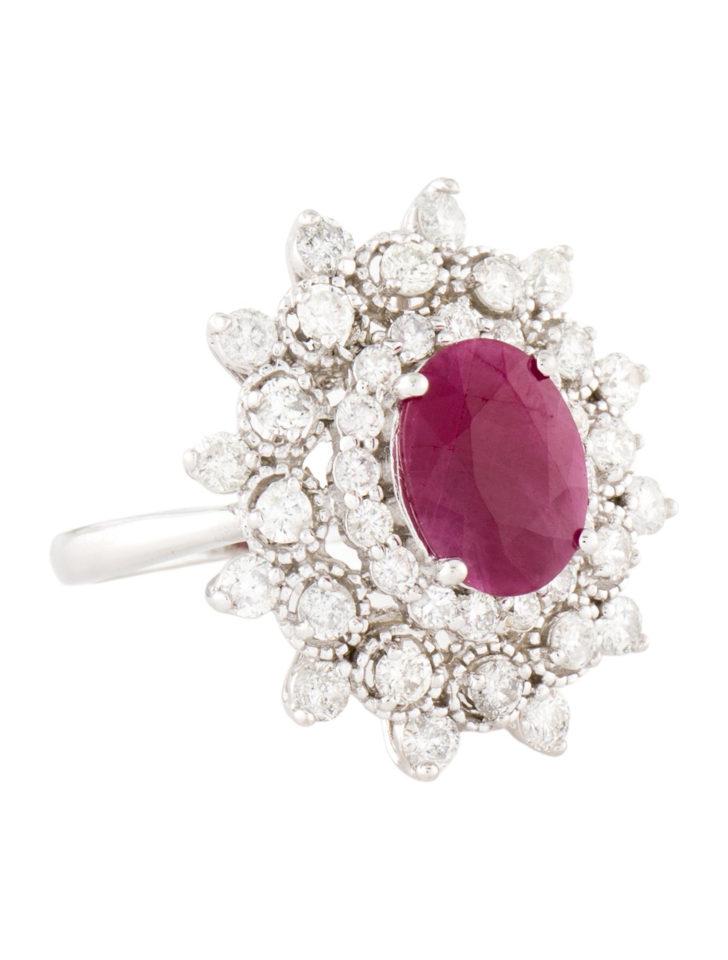Ring 14K 3.28ct Ruby & Diamond Cocktail