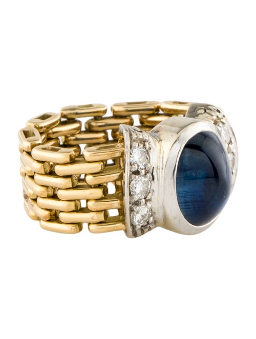 Ring 18K 4.11ct Sapphire & Diamond Flexible Cocktail Ring