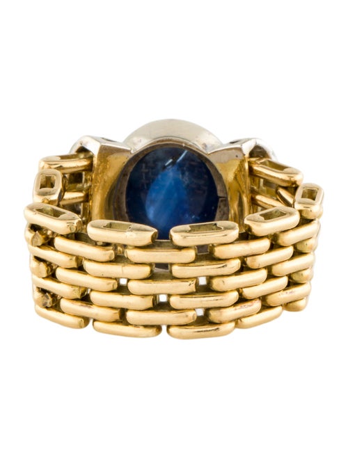 Ring 18K 4.11ct Sapphire & Diamond Flexible Cocktail Ring