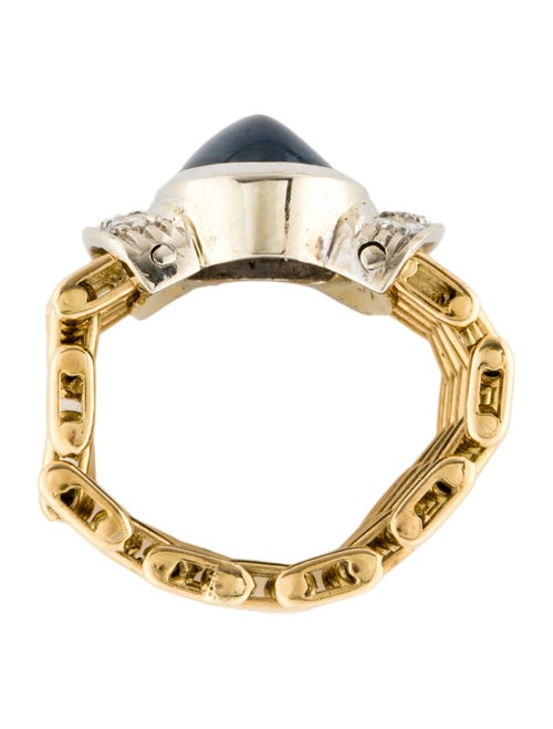 Ring 18K 4.11ct Sapphire & Diamond Flexible Cocktail Ring