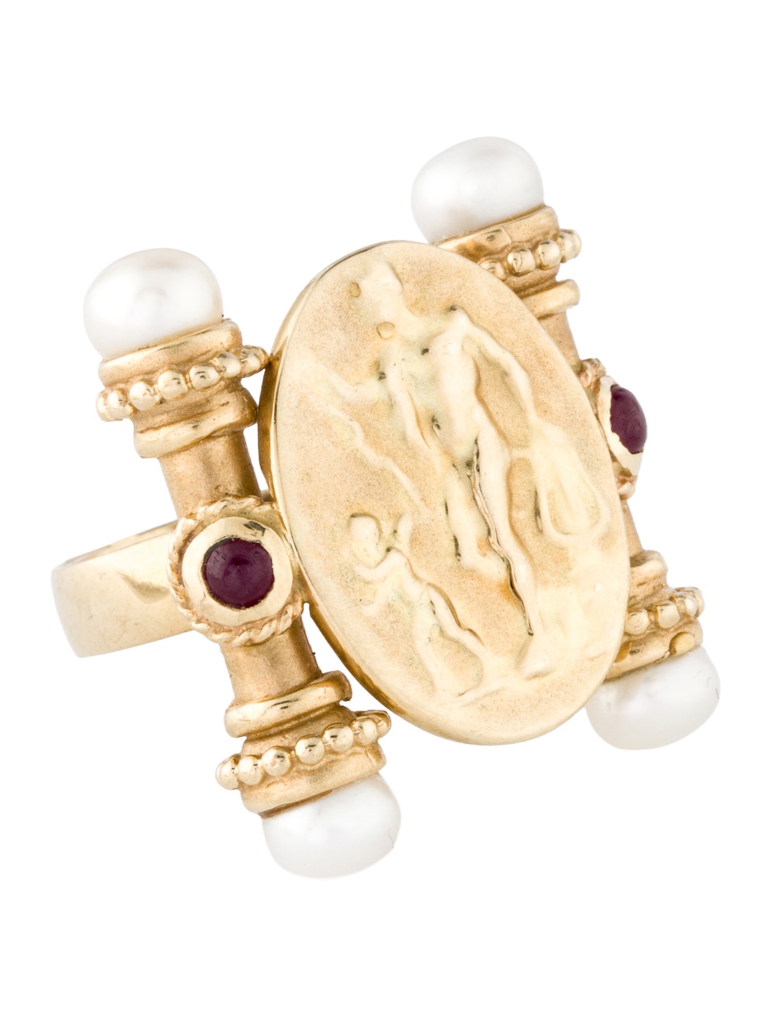 Ring 14K Pearl & Ruby Cocktail