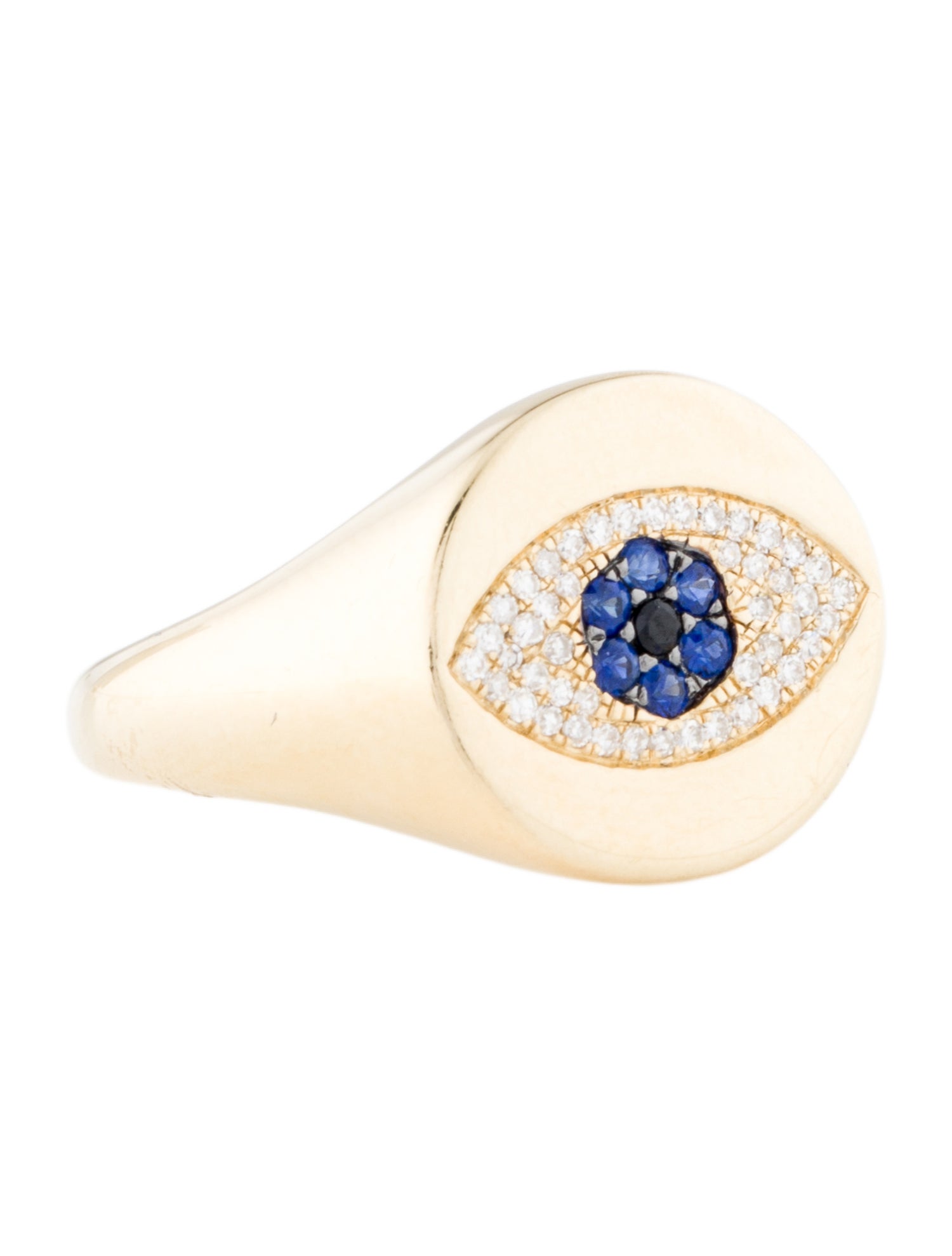 Ring 14K Sapphire & Diamond Evil Eye Signet Ring