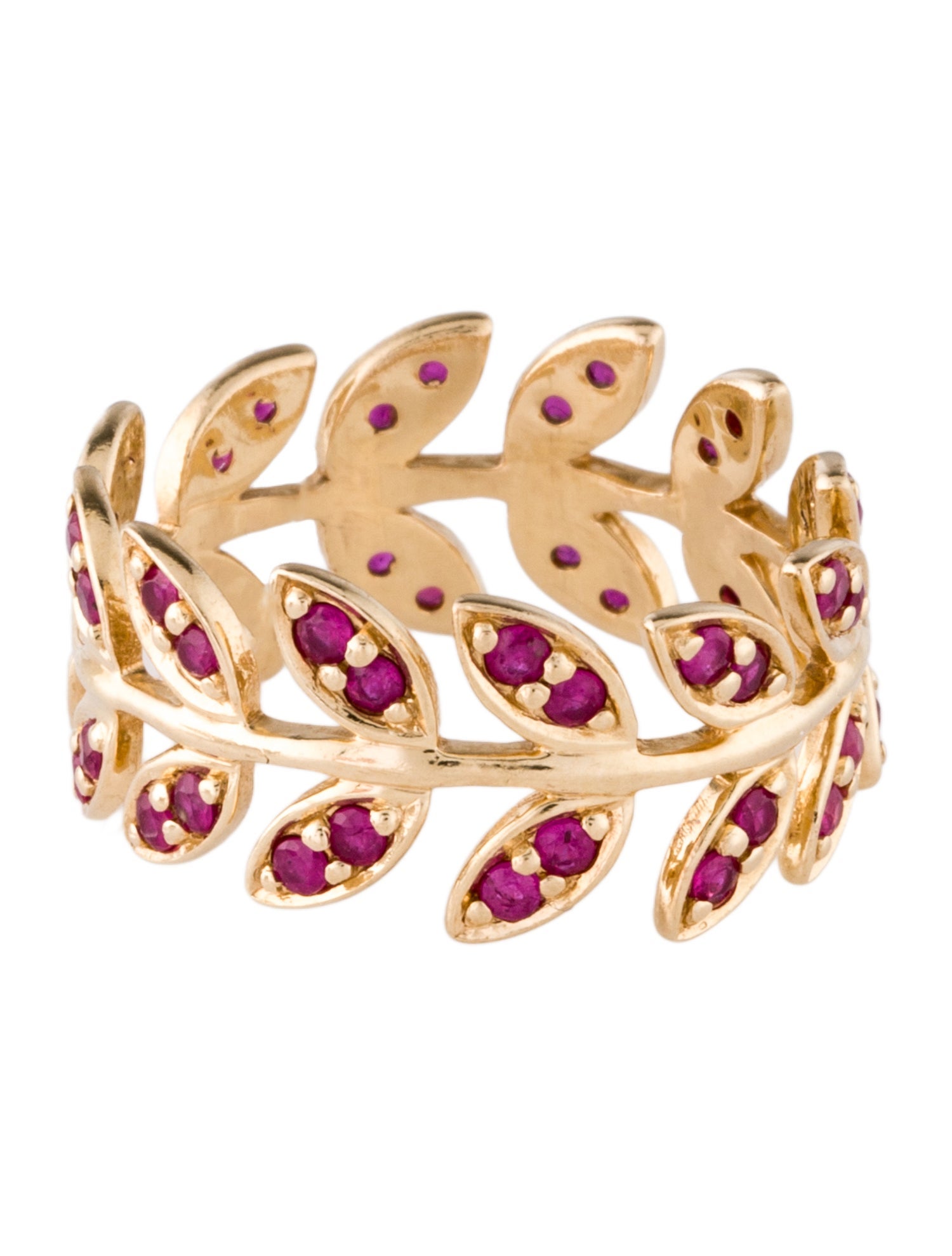 Ring 14K Ruby Laurel Leaf Band