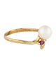 Ring 14K Pearl & Ruby Cocktail Ring