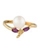 Ring 14K Pearl & Ruby Cocktail Ring