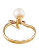 Ring 14K Pearl & Ruby Cocktail Ring