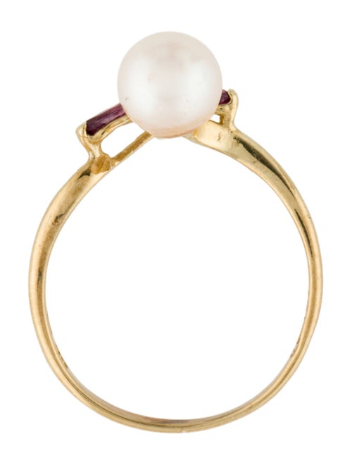 Ring 14K Pearl & Ruby Cocktail Ring
