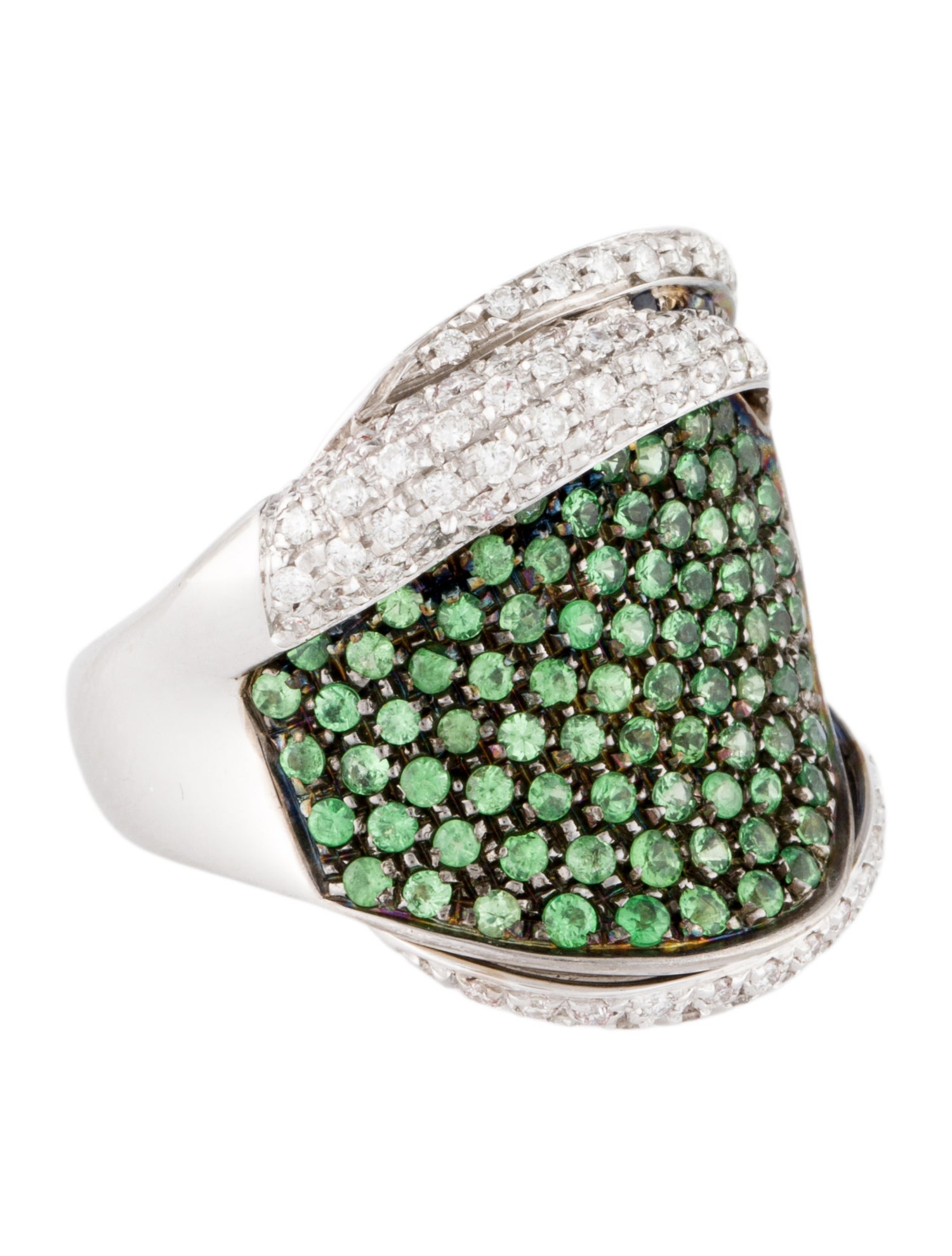 Stefan Hafner 18K 1.14ctw Tsavorite Garnet, Sapphire & Diamond Cocktail Ring