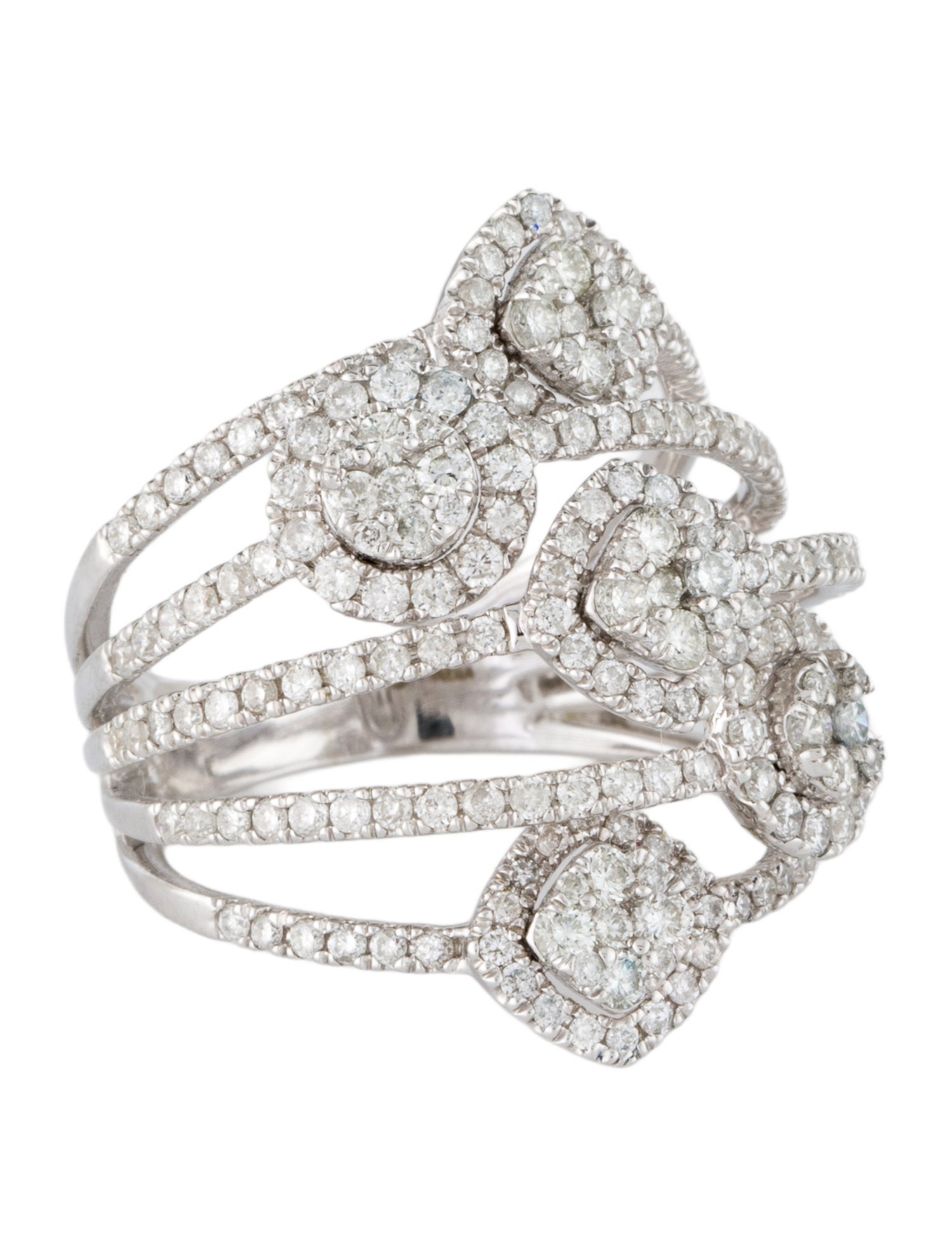 Ring 14K Diamond Cluster Wide Cocktail