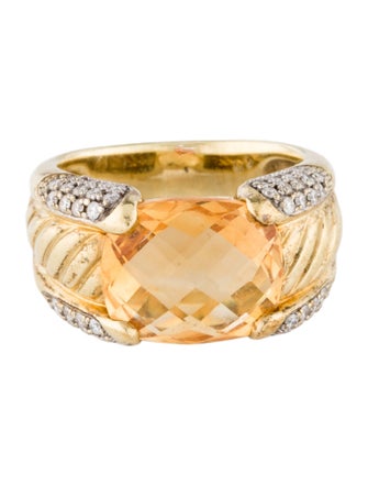 David Yurman 18K Citrine & Diamond Cocktail Ring