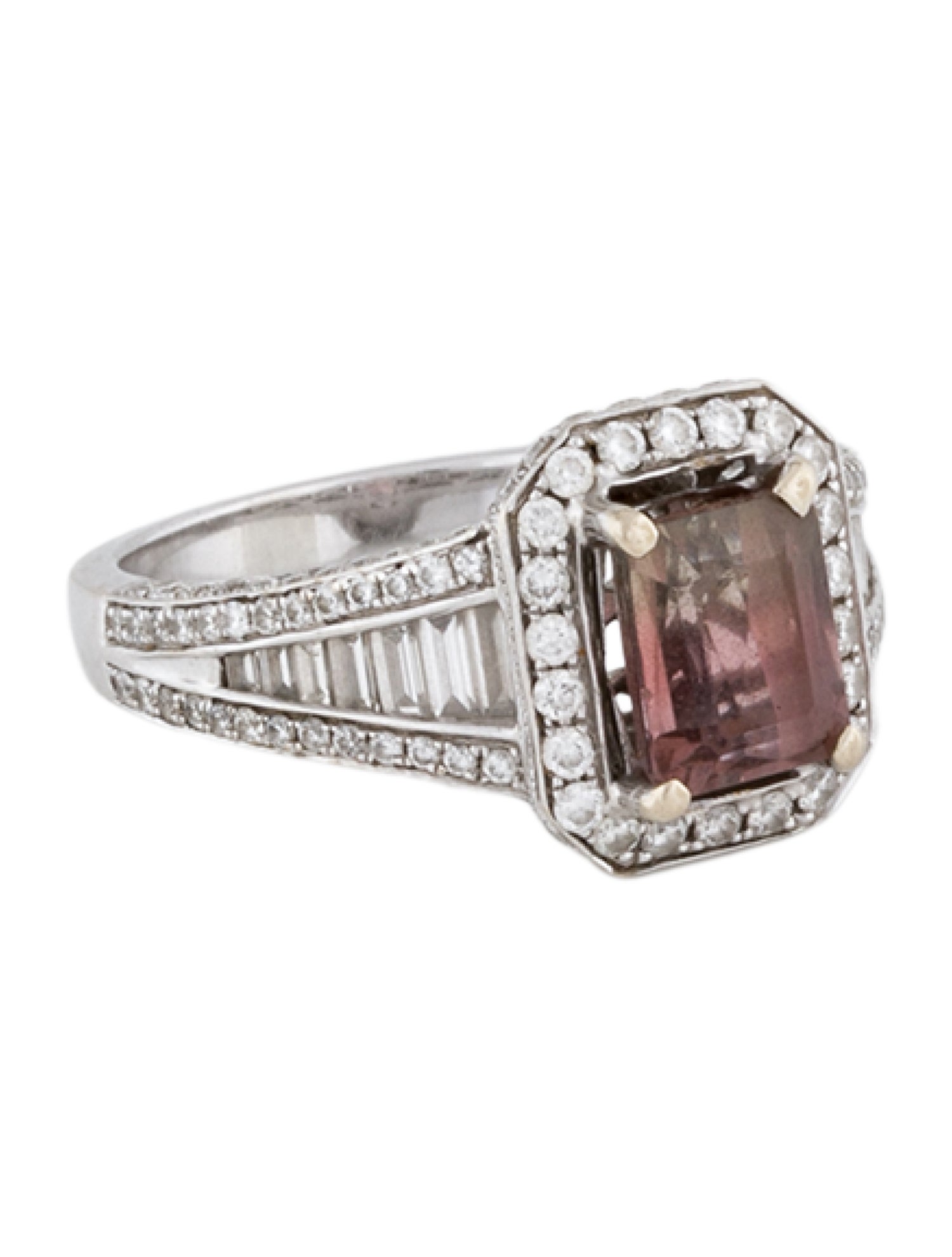 Ring 18K Parti-Color Tourmaline & Diamond Cocktail Ring