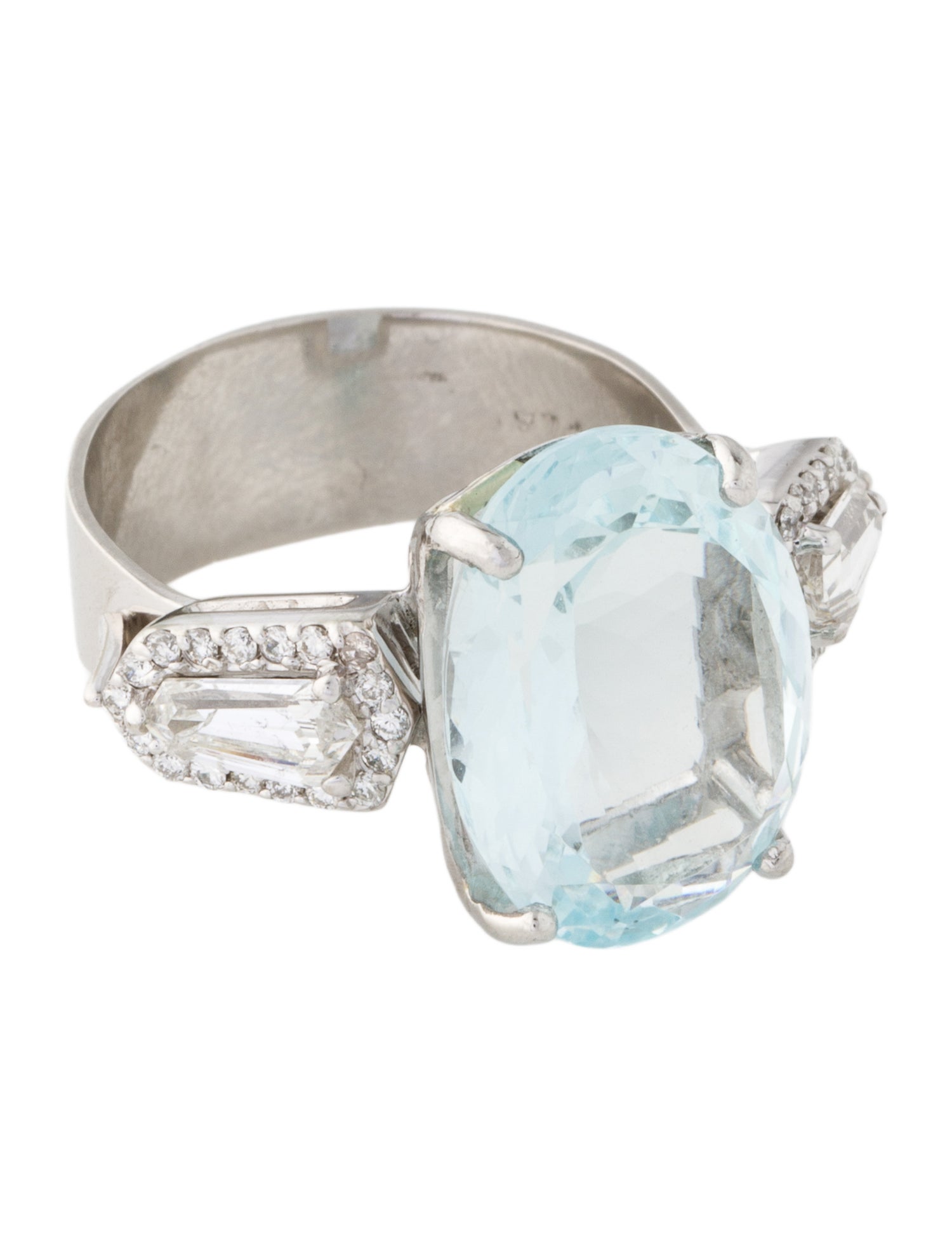 Ring Platinum 7.36ct Aquamarine & Diamond Cocktail Ring