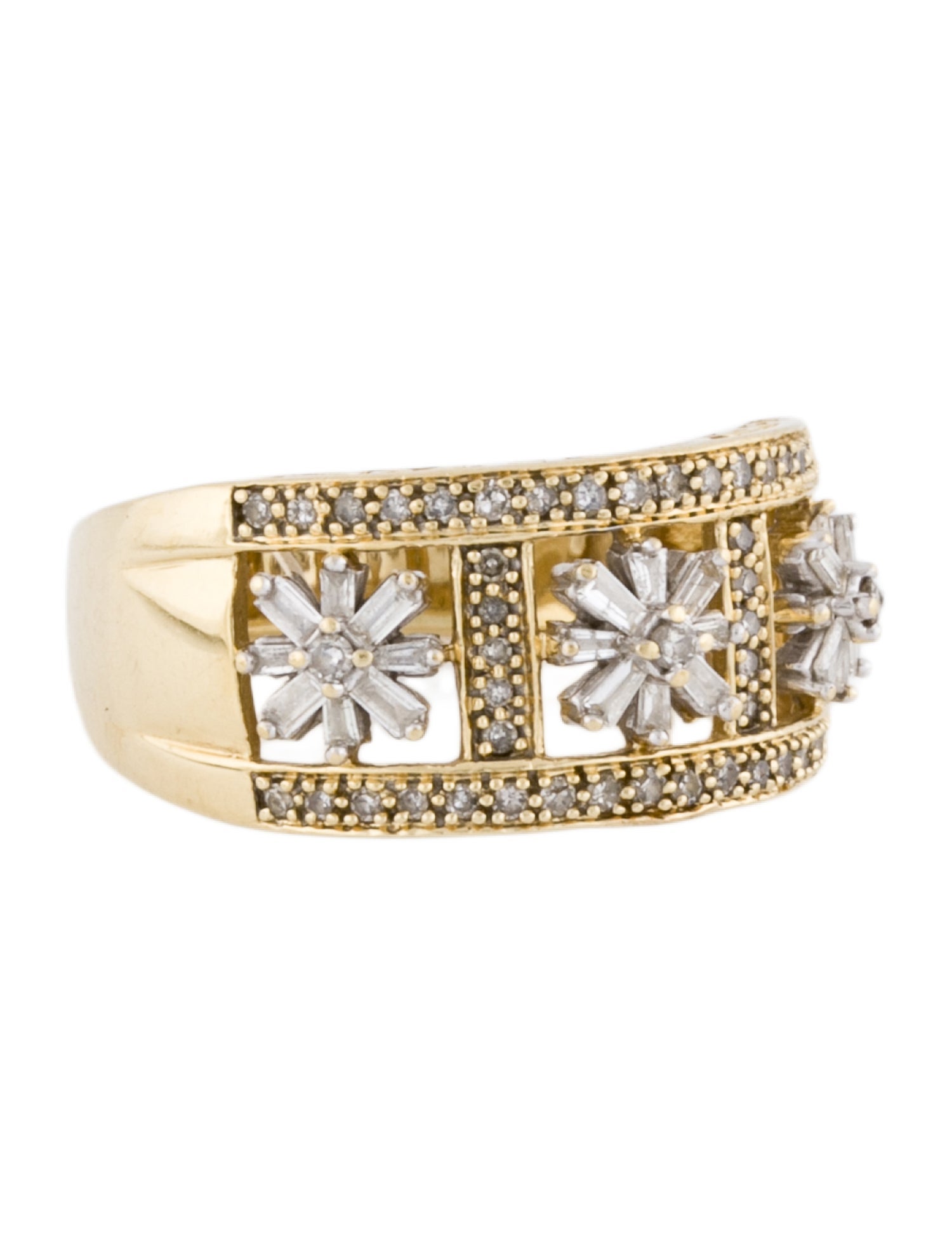 Ring 14K Diamond Flower Band