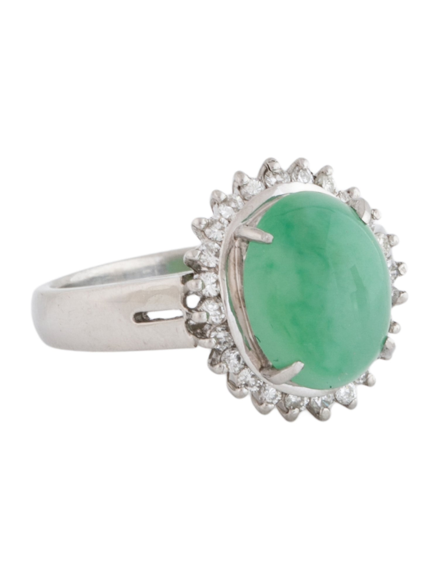Ring Platinum 5.05ct Dyed Jadeite & Diamond Sunburst
