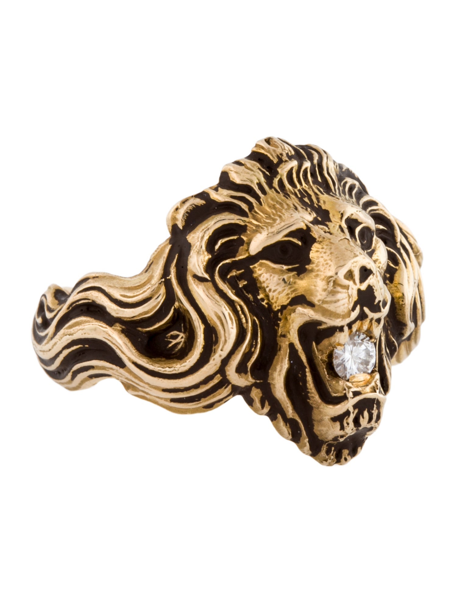 Ring 14K Diamond Solitaire Lion Ring