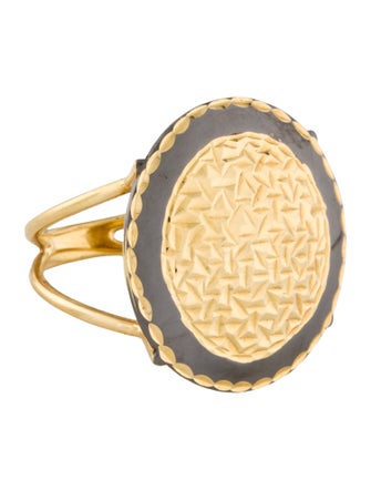 Ring 18K Enamel Textured Cocktail Ring