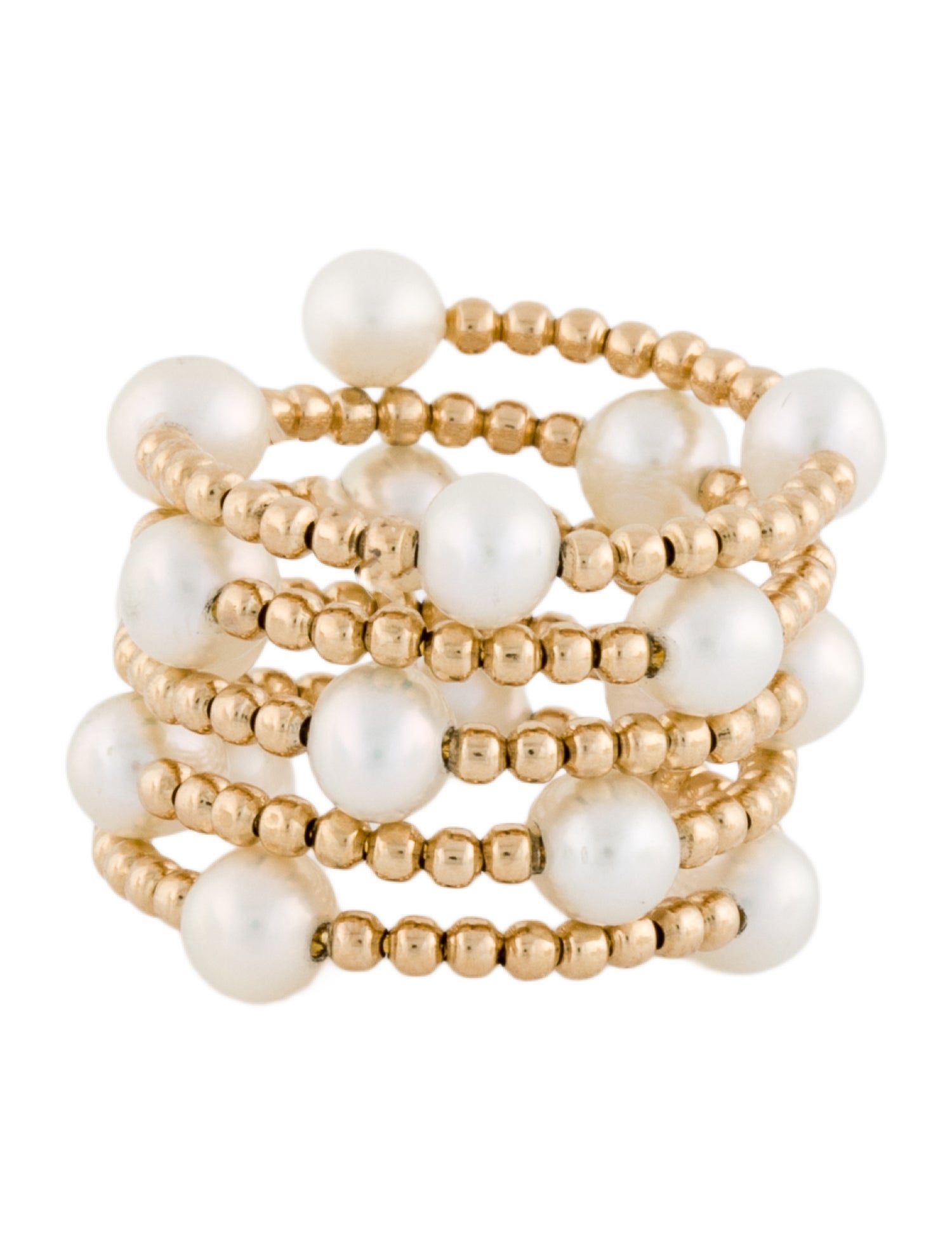 Ring 14K Pearl Spiral Wide Band