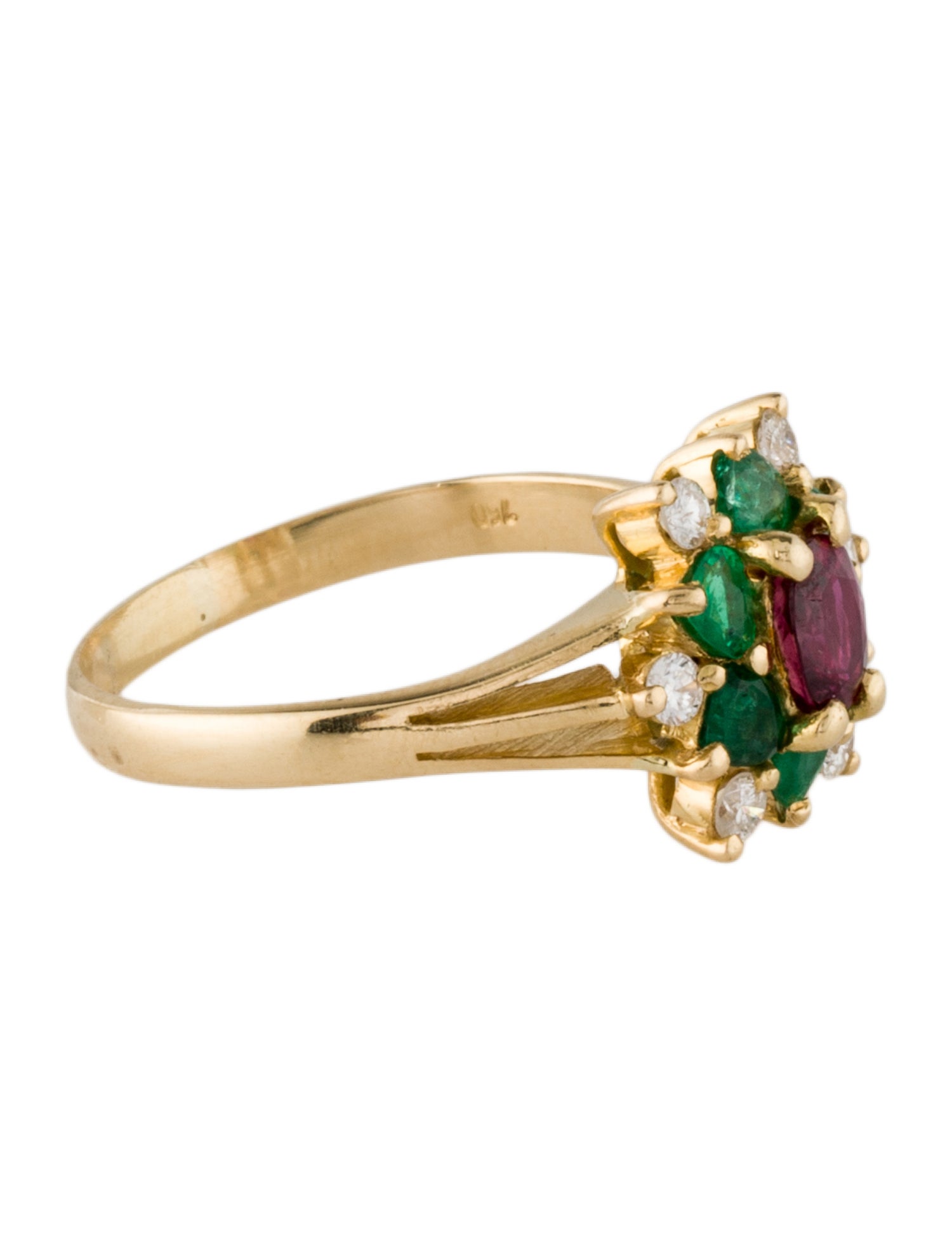 Ring 18K Ruby, Emerald, & Diamond Cocktail Ring