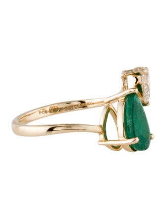 Ring 14K 1.31ct Emerald & Diamond Cocktail Ring