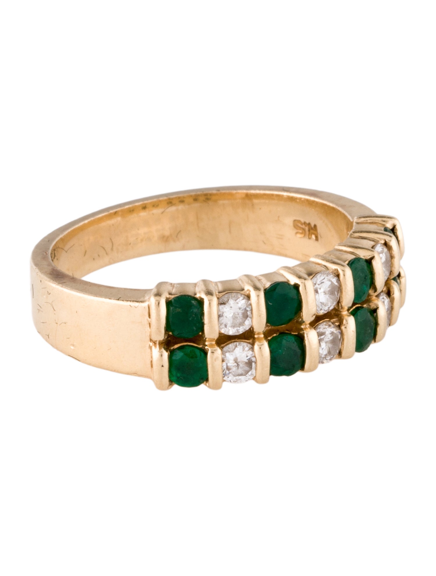 Ring 14K Emerald & Diamond Band