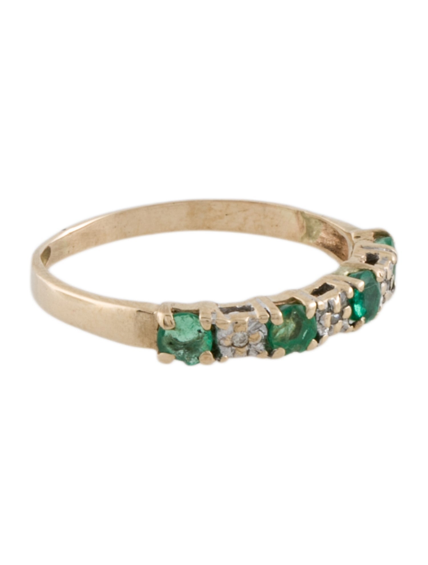 Ring 14K Emerald & Diamond Half-Eternity Band