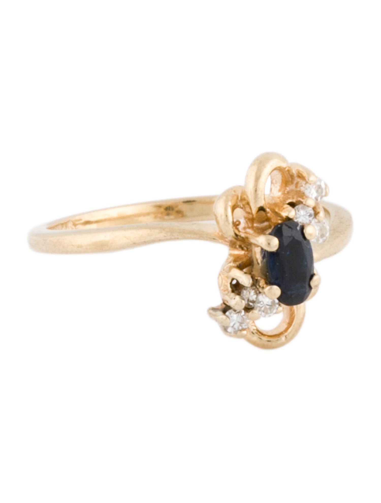 Ring 14K Sapphire & Diamond Cocktail