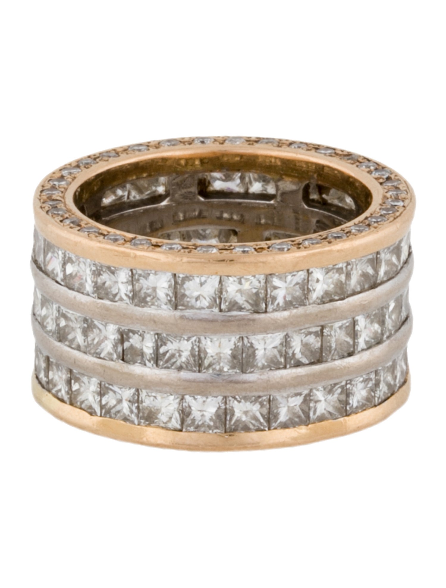 Ring 18K Two-Tone 7.81ctw Diamond Wide Eternity Band