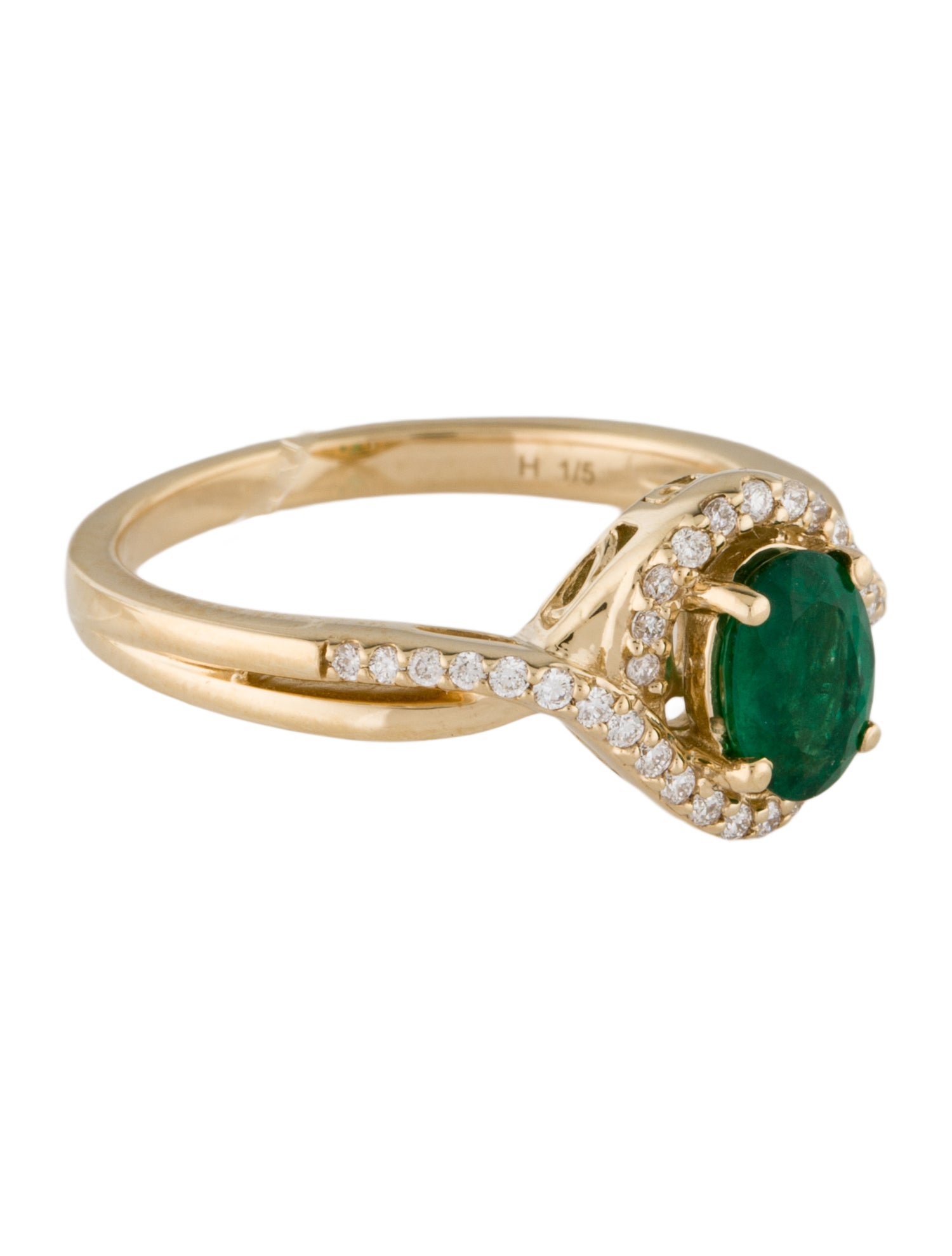 Ring 14K Emerald & Diamond Cocktail Ring