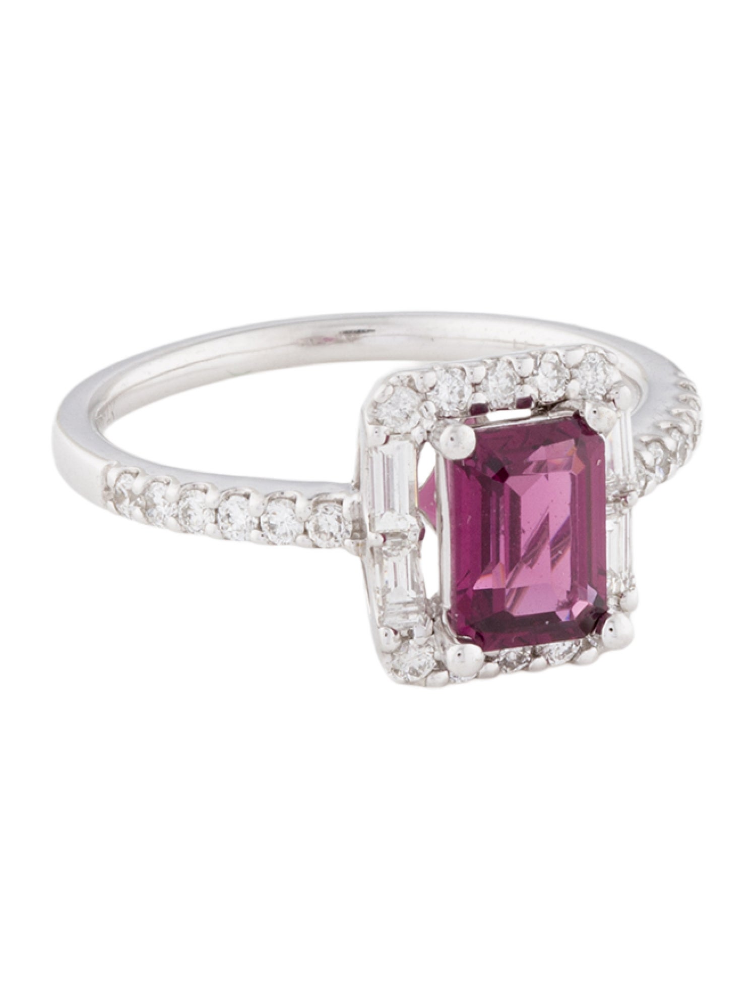 Ring 14K 1.30ct Rhodolite & Diamond Cocktail Ring