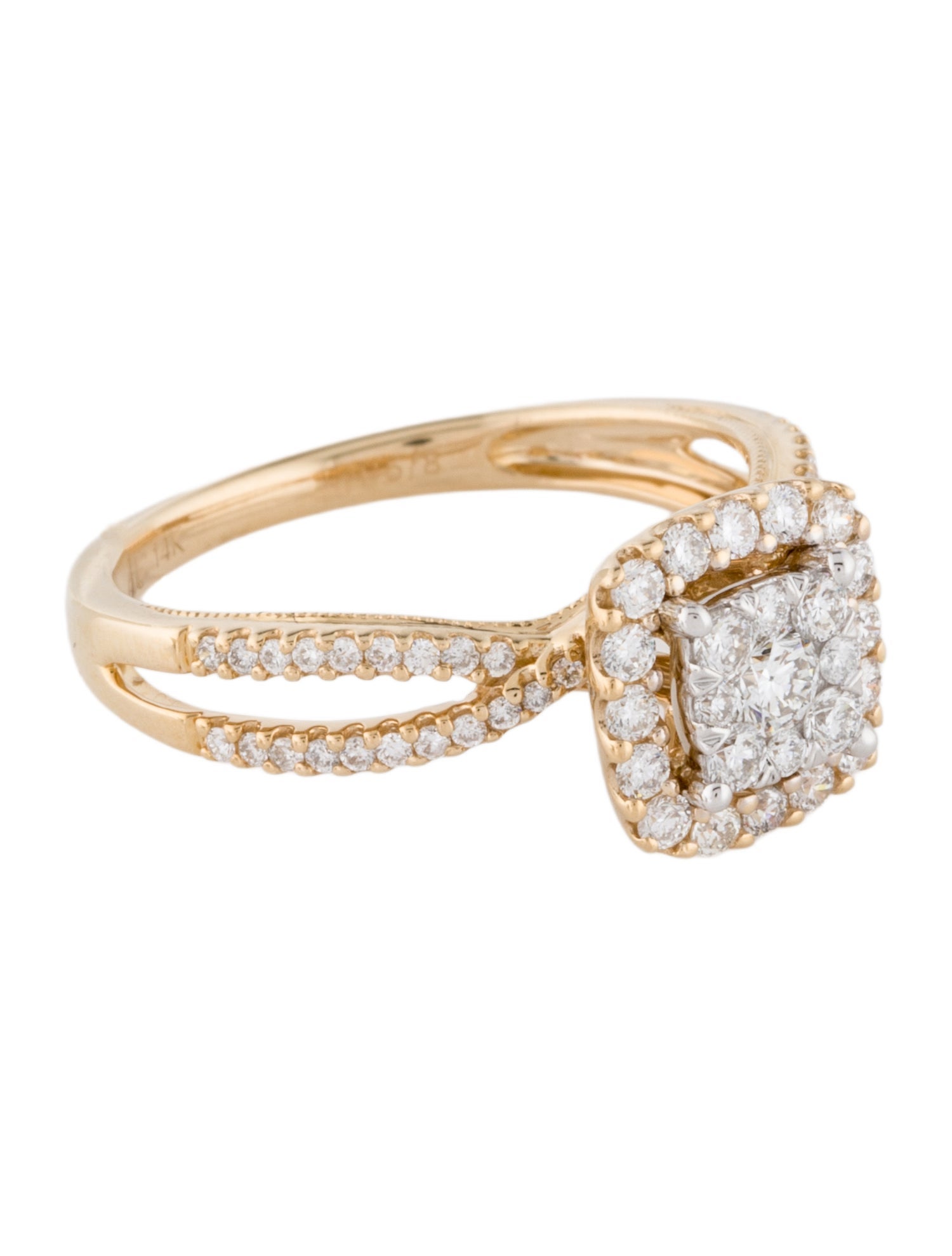 Ring 14K Diamond Cluster Cocktail Ring