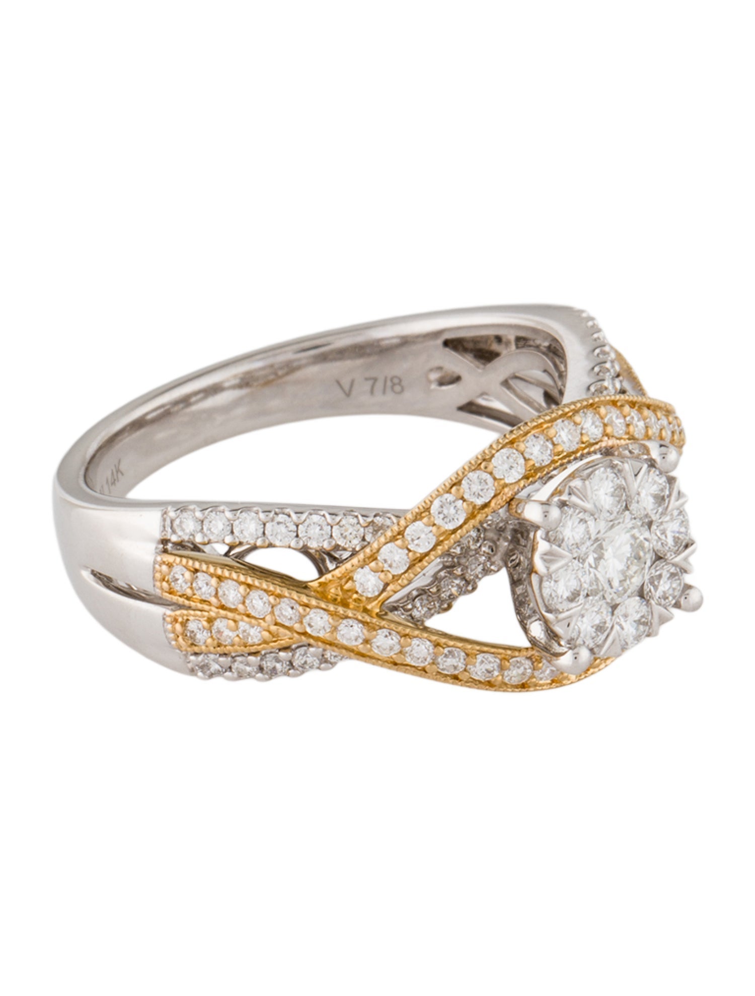 Ring 14K Diamond Crossover Cocktail Ring