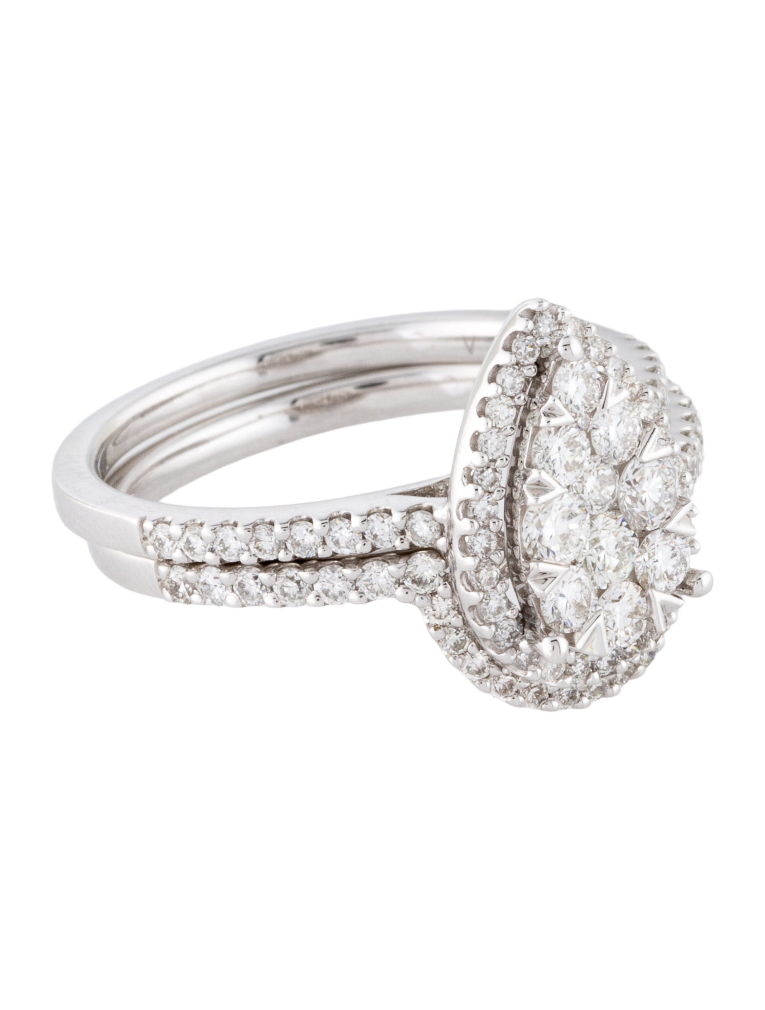 Ring 14K Diamond Cluster Wedding Set