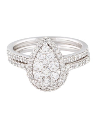 Ring 14K Diamond Cluster Wedding Set