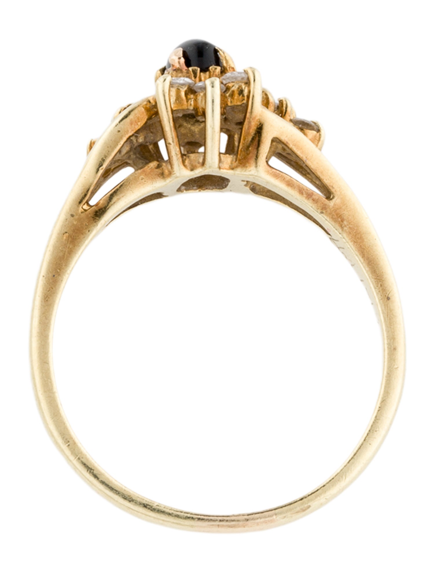 Ring 14K Onyx & Diamond Cocktail Ring