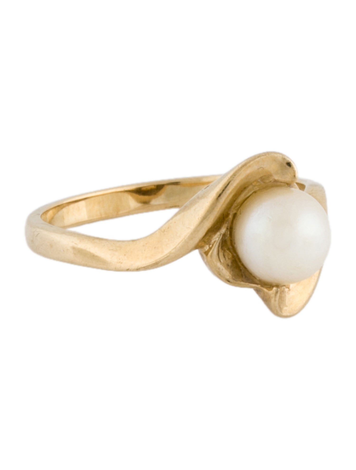 Ring Pearl Solitaire Bypass Ring
