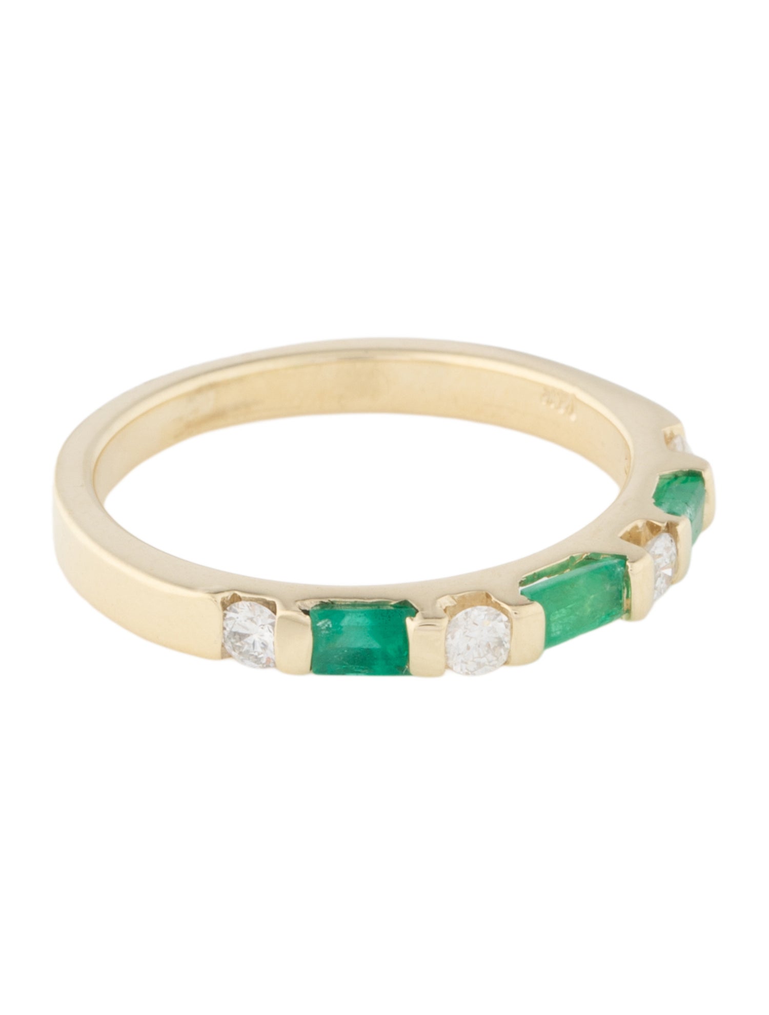 Ring 14K Emerald & Diamond Band