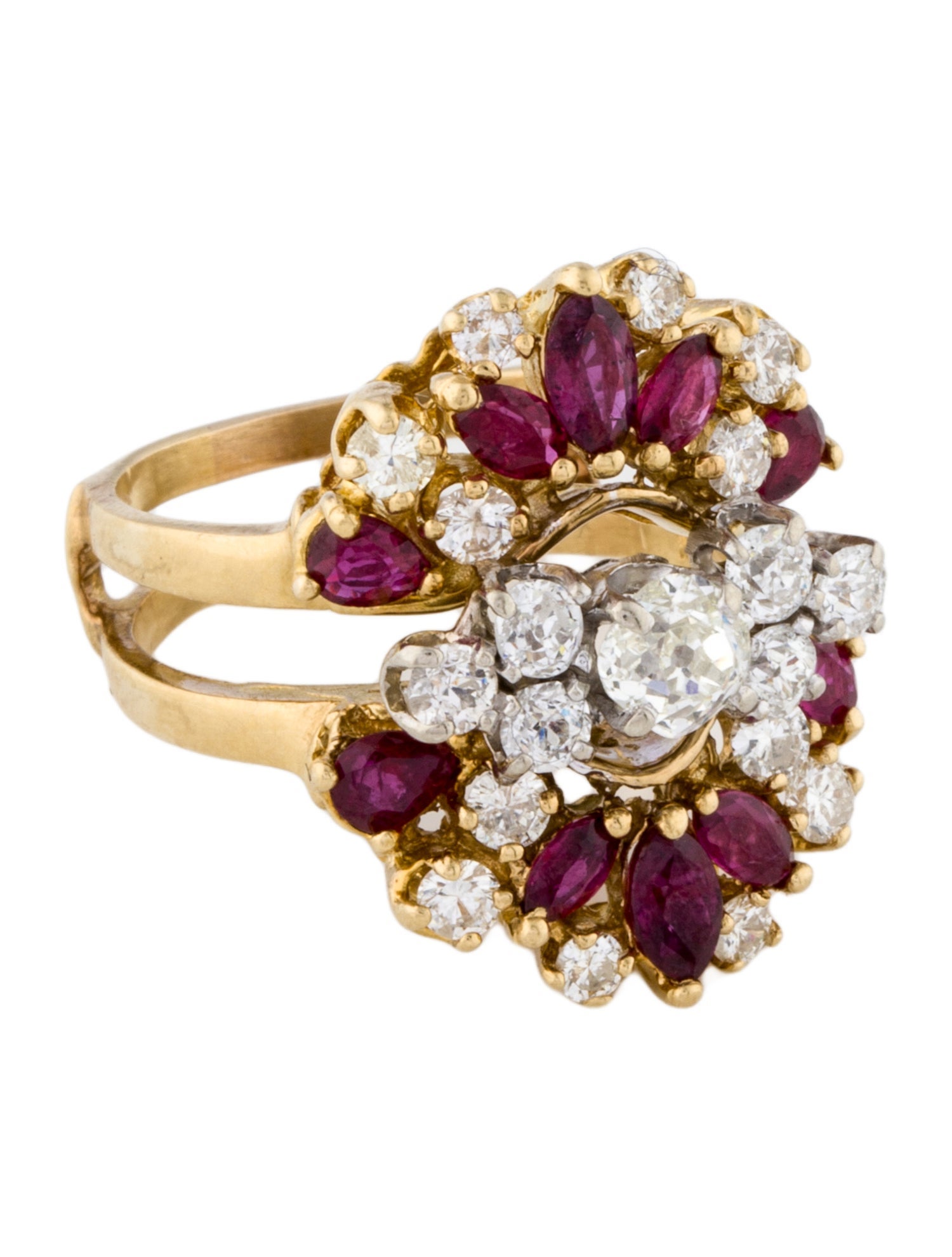 Ring 18K 1.68ctw Diamond & Ruby Cocktail Ring