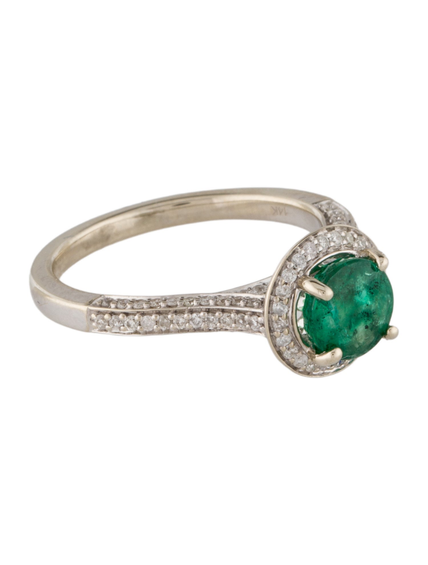 Ring 14K Emerald & Diamond Cocktail Ring